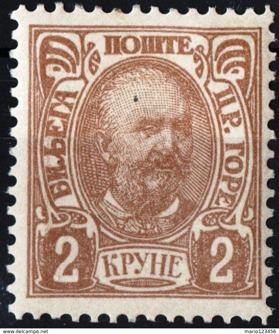 MONTENEGRO, PRINCIPE NICHOLAS I, 1902, 2 K., FRANCOBOLLO NUOVO (MLH*) Mi. 48C  Scott 64, YT 56 - Montenegro