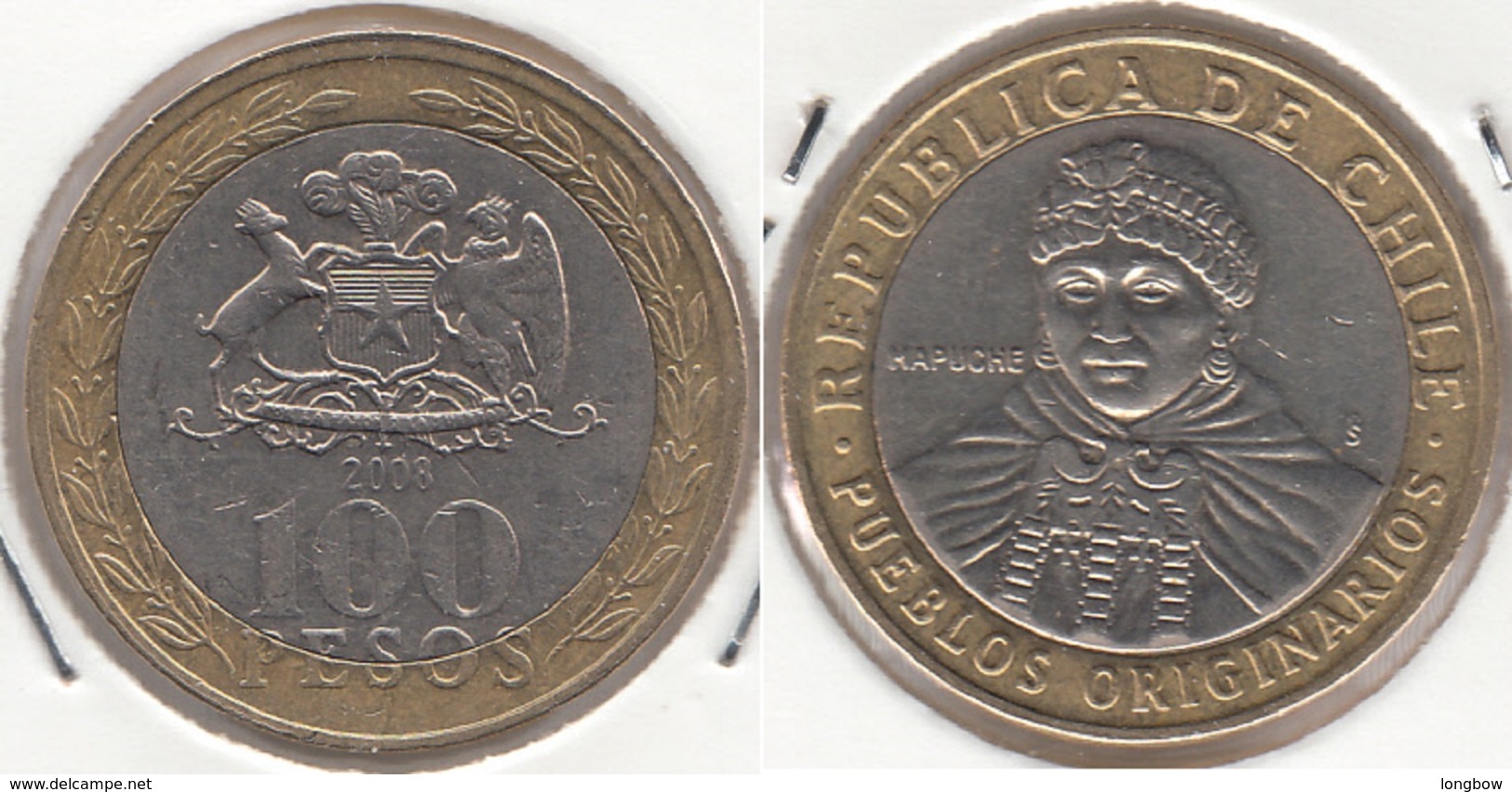 Cile 100 Pesos 2008 Bimetallic KM#236 - Used - Cile