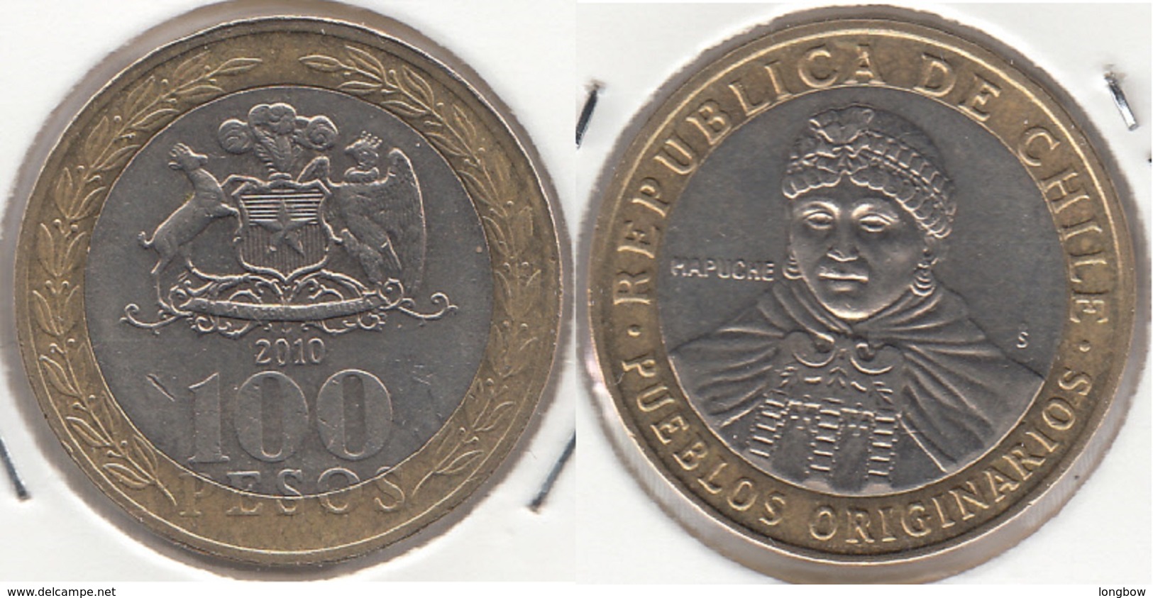 Cile 100 Pesos 2010 Bimetallic KM#236 - Used - Chile