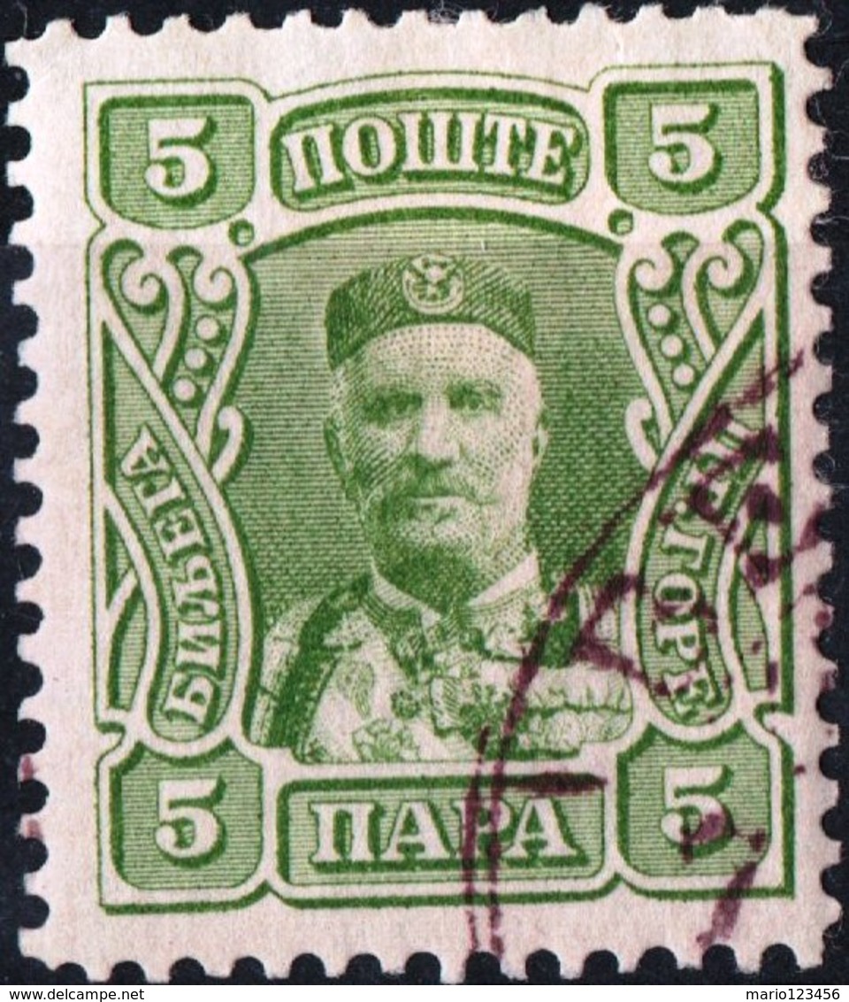 MONTENEGRO, PRINCIPE NICHOLAS I, 1907, 5 Pa., FRANCOBOLLO USATO Mi. 63  Scott 77, YT 78 - Montenegro