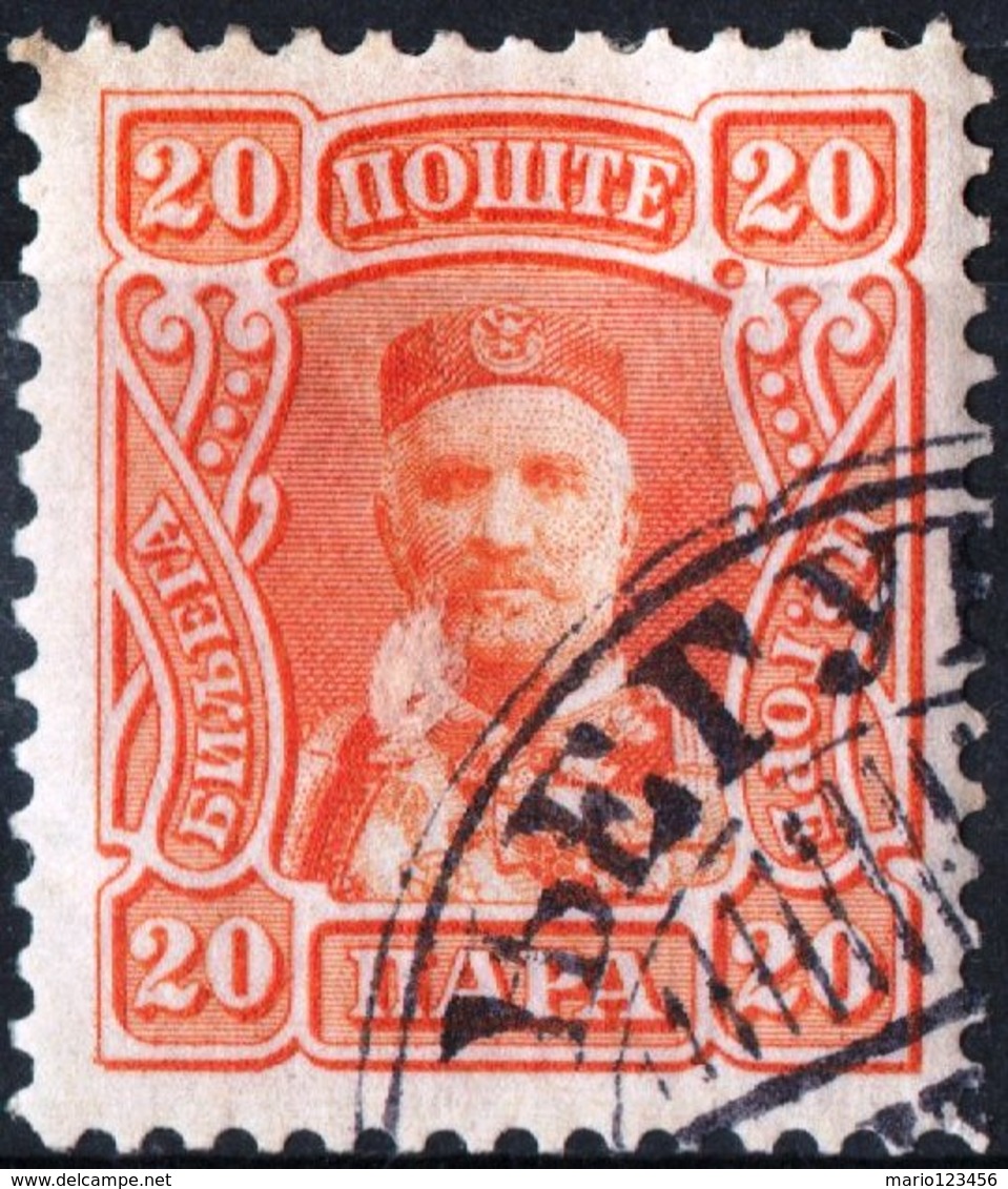 MONTENEGRO, PRINCIPE NICHOLAS I, 1907, 15 Pa., FRANCOBOLLO USATO Mi. 66  Scott 80, YT 81 - Montenegro