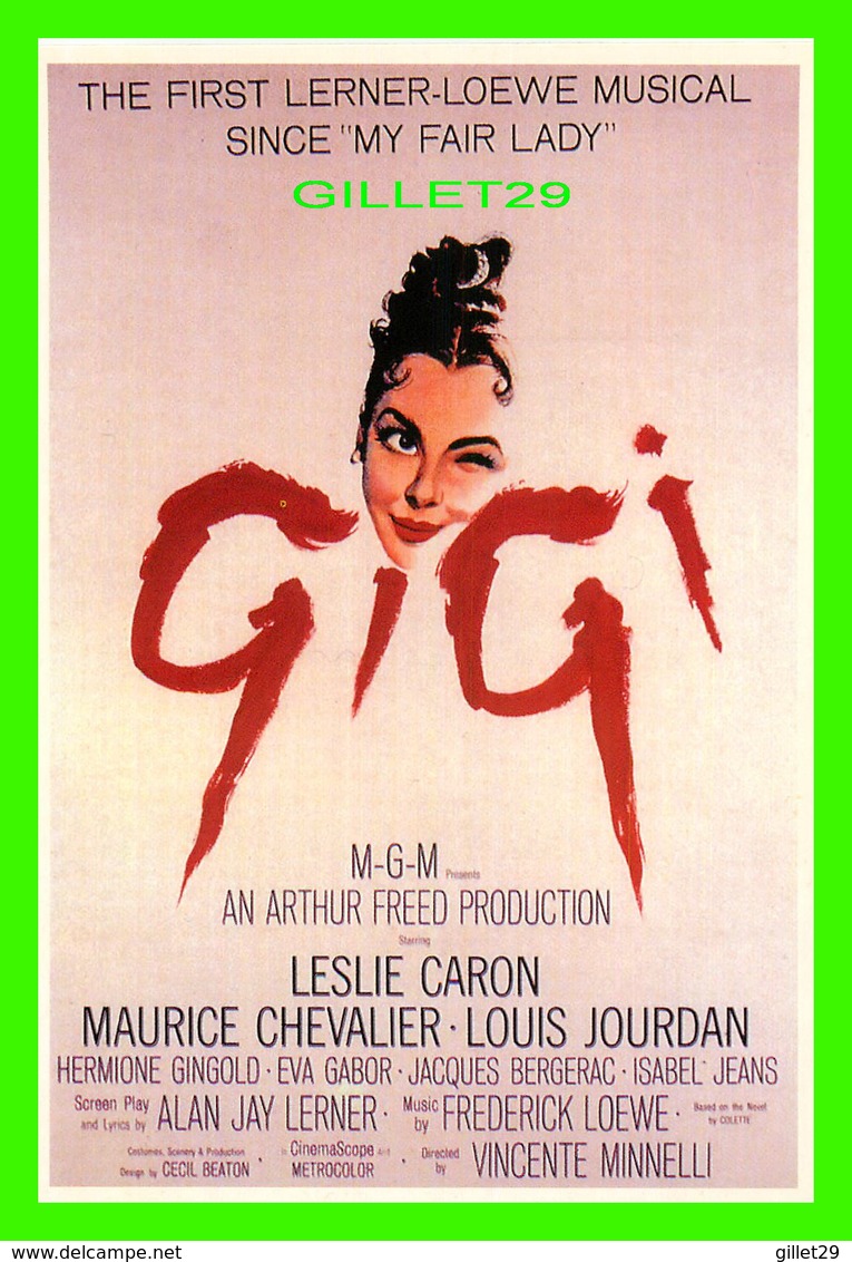 AFFICHES DE CINÉMA - FILM, GIGI WITH LESLIE CARON, MAURICE CHEVALIER, LOUIS JOURDAN EN 1996 - - Affiches Sur Carte