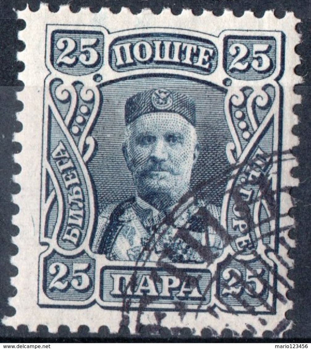 MONTENEGRO, PRINCIPE NICHOLAS I, 1907, 25 Pa., FRANCOBOLLO USATO Mi. 67  Scott 81, YT 82 - Montenegro