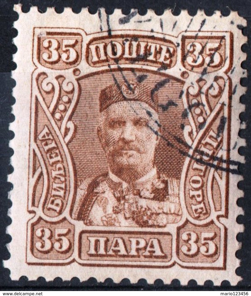 MONTENEGRO, PRINCIPE NICHOLAS I, 1907, 35 Pa., FRANCOBOLLO USATO Mi. 68  Scott 82, YT 83 - Montenegro