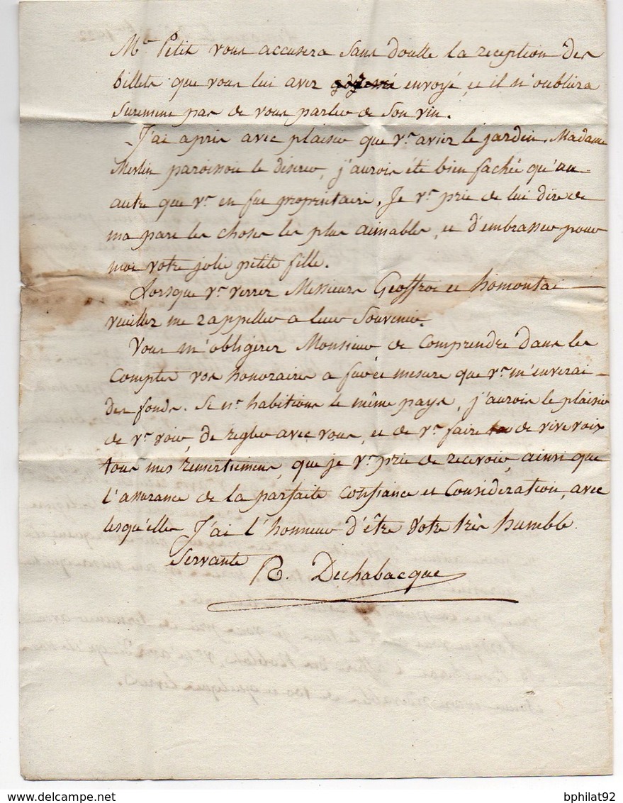 !!! PRIX FIXE : MARQUE POSTALE PORT PAYE DE LIMOGES SUR LETTRE DE 1822 POUR BAR SUR AUBE AVEC TEXTE - 1801-1848: Précurseurs XIX