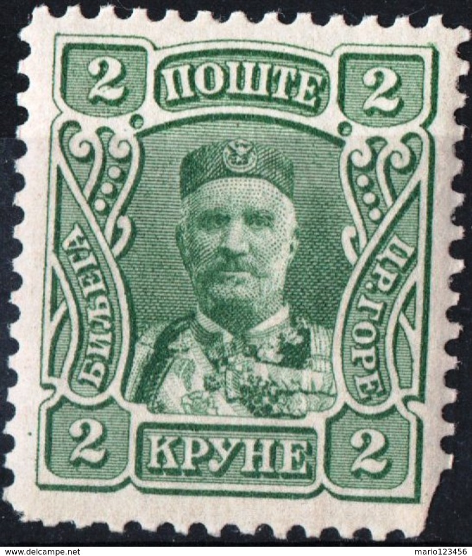 MONTENEGRO, PRINCIPE NICHOLAS I, 1907, 2 Kr., FRANCOBOLLO NUOVO (MLH*) Mi. 71  Scott 85, YT 86 - Montenegro