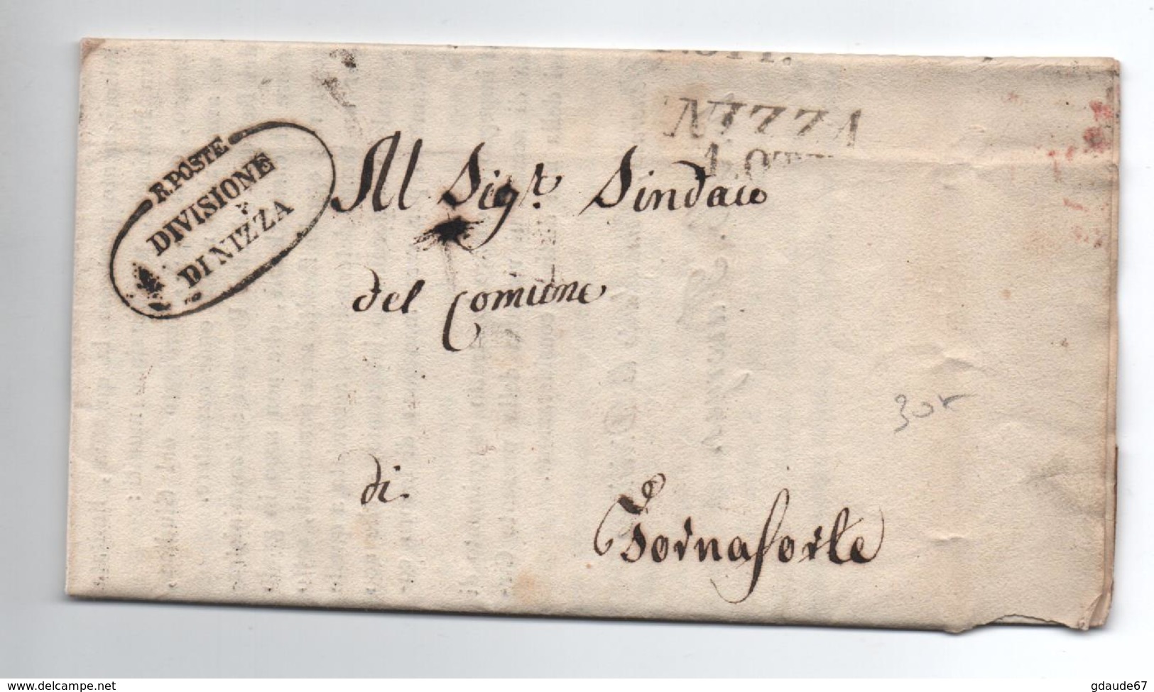 1829 - LETTRE De NICE Avec FRANCHISE "R. POSTE / DIVISIONE DI NIZZA" - COMTE DE NICE - 1801-1848: Precursors XIX