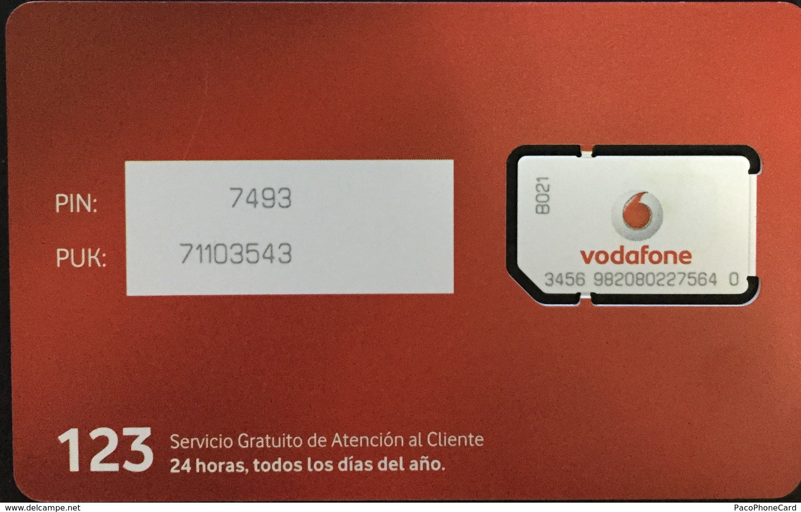 Paco \ SPAGNA \ Vodafone GSM \ VOD-0114 ? \ Vodafone Red Card 64K - Vodafone