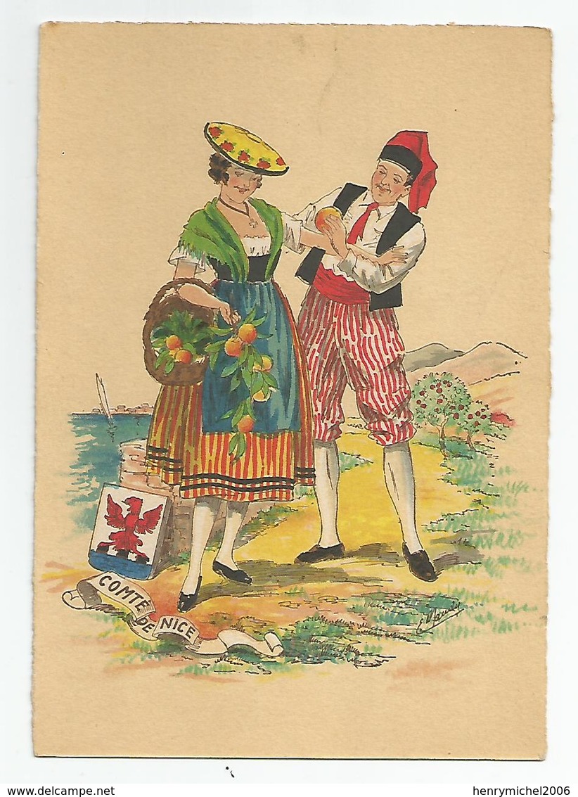 06 Comté De Nice Couple Costume Femme Vendeuse Oranges  Barre Et Dayez Bd 1187 X , 1945 - Straßenhandel Und Kleingewerbe