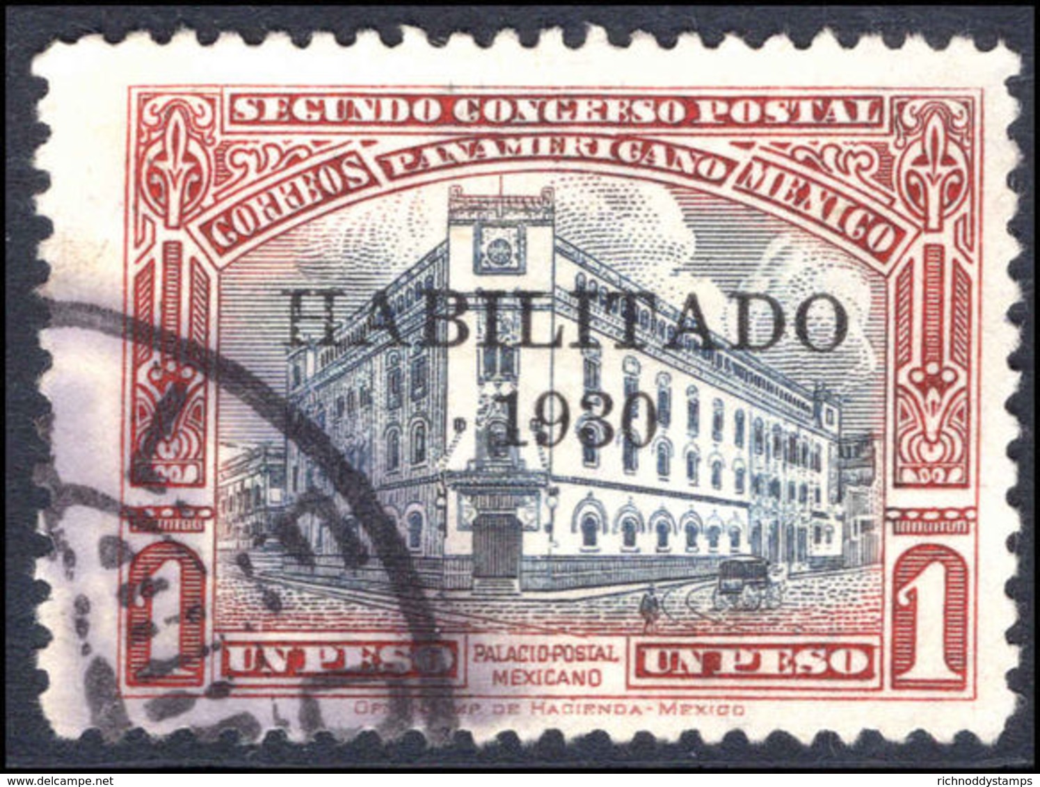 Mexico 1930 1p Mexico City Post Office Habilitado 1930 Fine Used. - Mexico