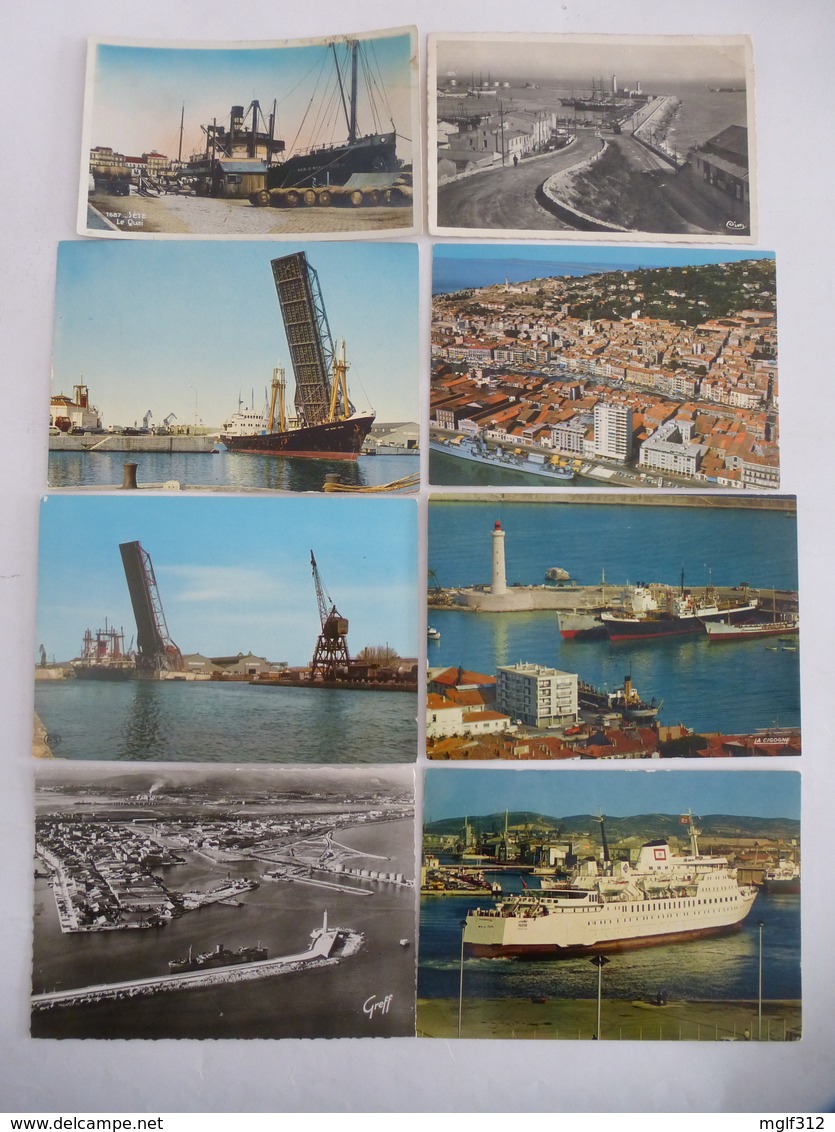 SETE - Bateaux Divers Dans Le Port De Commerce Entre 1930 Et 1985 Lot De 8 CPM - Handel