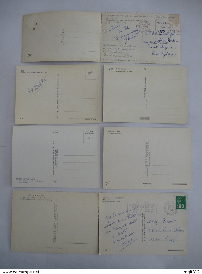 SETE - Bateaux Divers Dans Le Port De Commerce Entre 1930 Et 1985 Lot De 8 CPM - Cargos