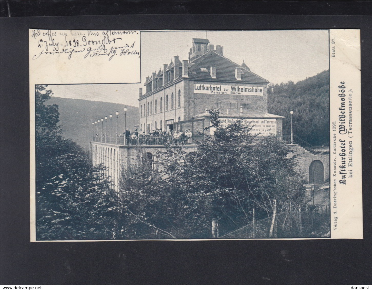 Württemberg AK Ettlingen Hotel Wilhelmshöhe1898 - Ettlingen