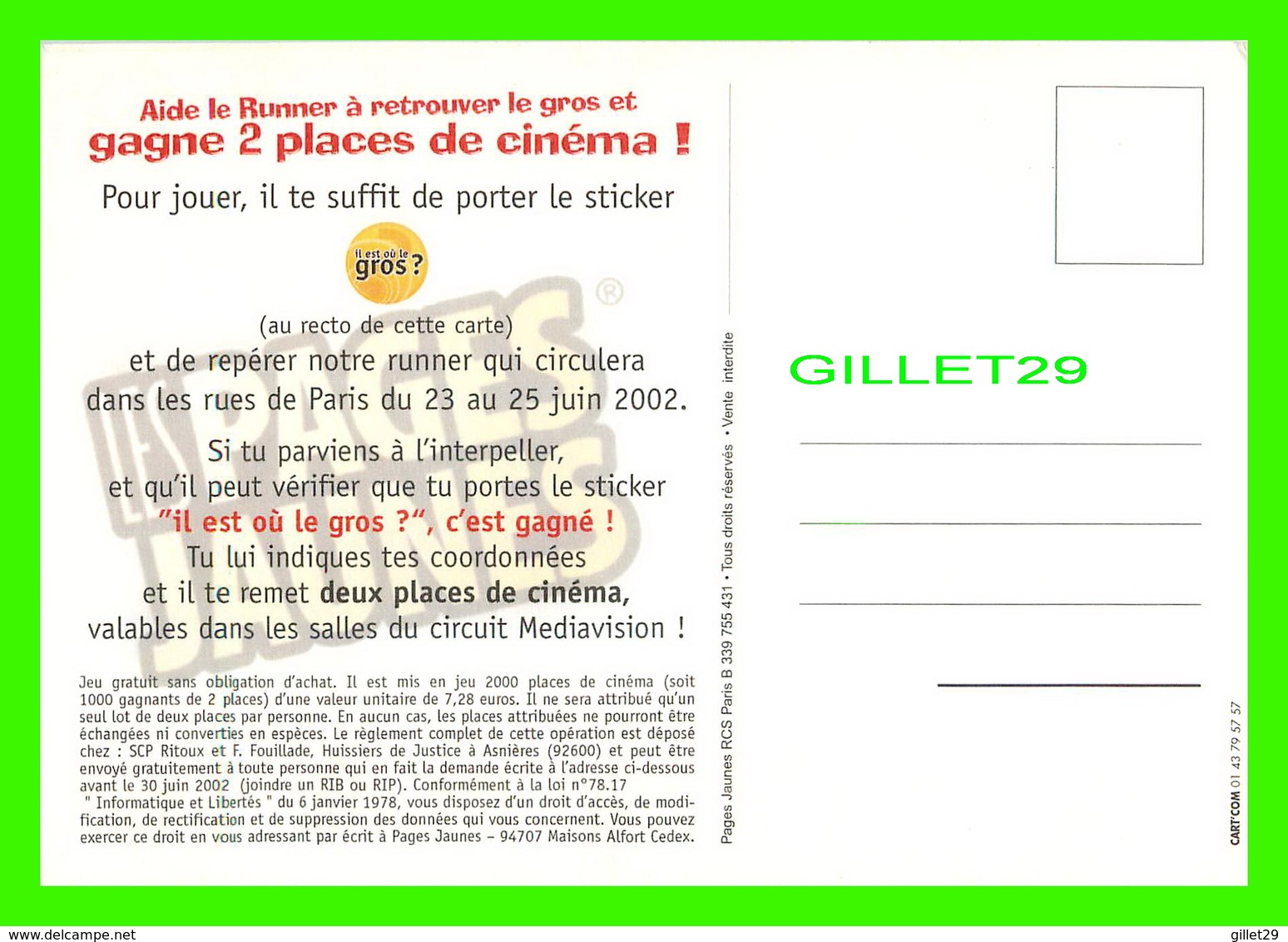 ADVERTISING - PUBLICITÉ - LES PAGES JAUNES - IL EST OU LE GROS ? - 2002 - - Publicité