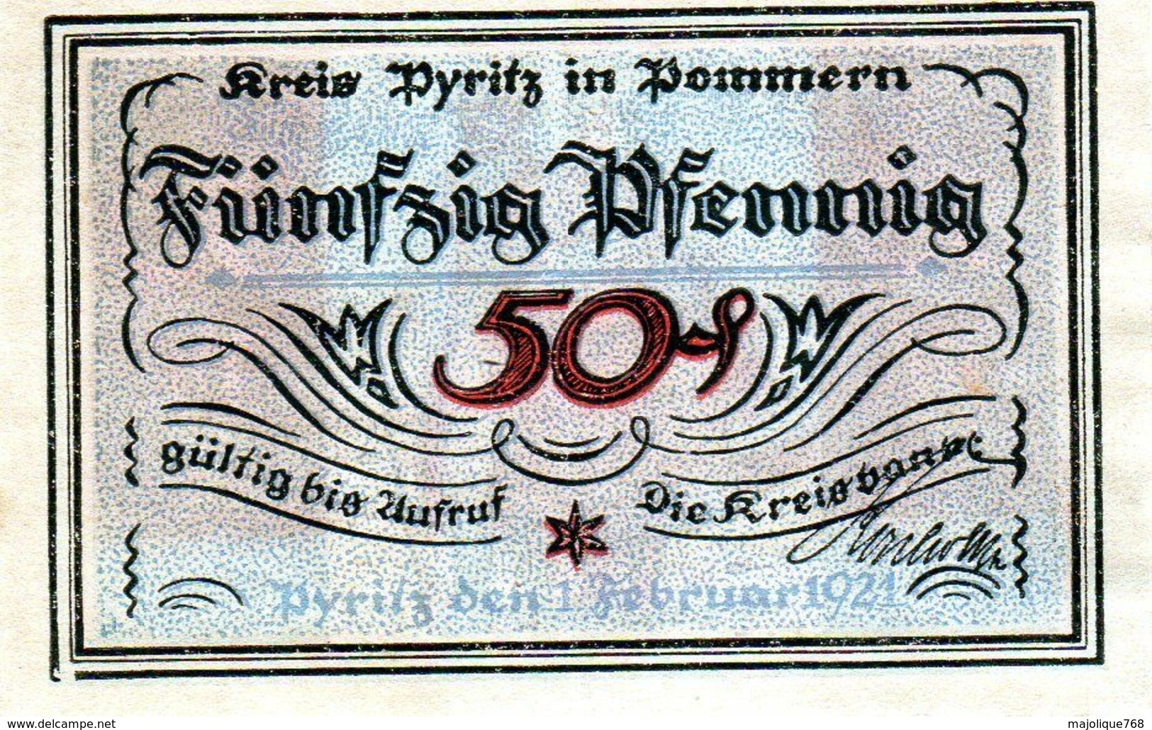 Billet De Nécessité 50 Pfennig De 1921 Allemagne - Bestuur Voor Schulden