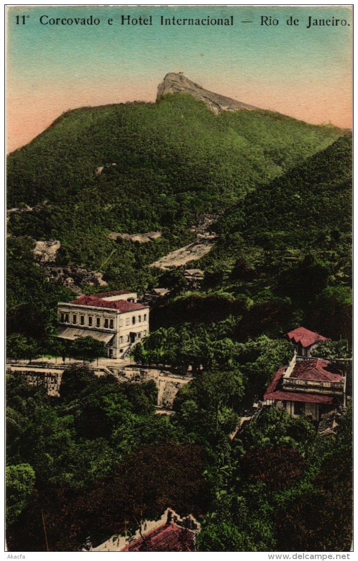 CPA RIO DE JANIERO Corcovado E Hotel Internacional. BRAZIL (a4632) - Rio De Janeiro