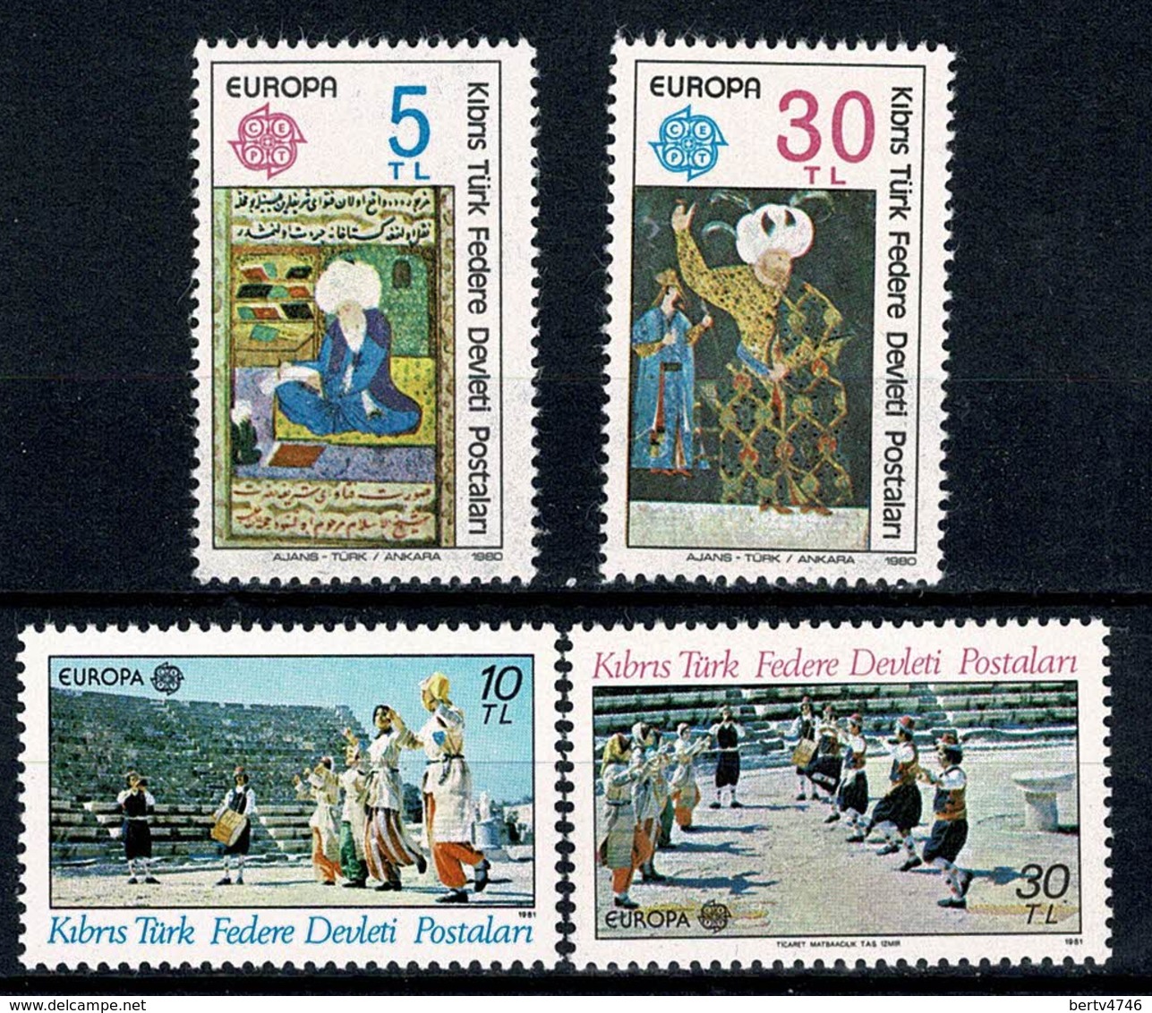 Turkish Cyprus 1980/1981 EUROPA  Mi 83/84**, 98/99**, Yv 73/74**, 88/89** - Neufs