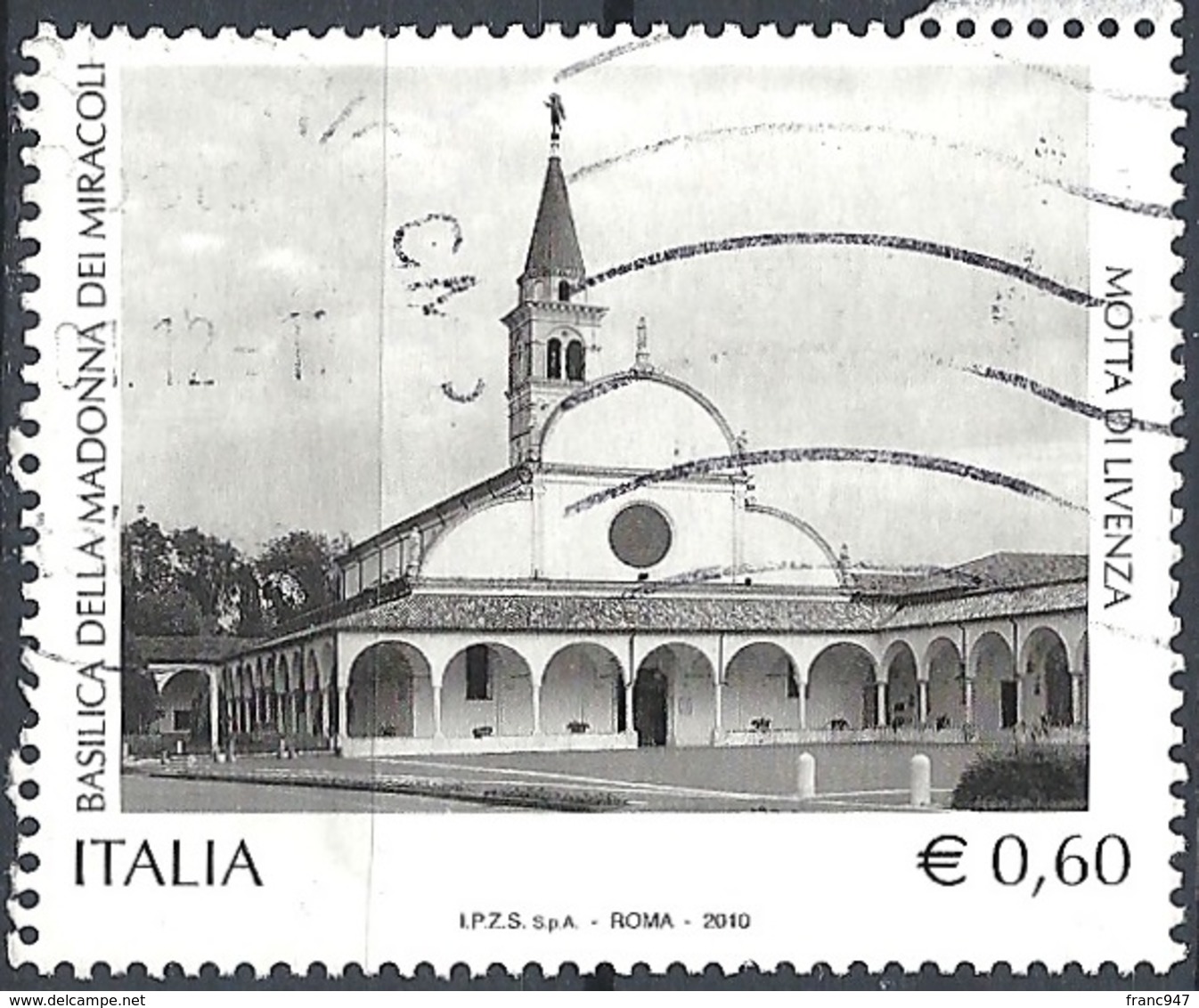 Italia, 2010 Basilica Di Motta Di Livenza, 0,60 €  # Sassone 3155 - Michel 3365 - Scott 2989  USATO - 2001-10: Usados