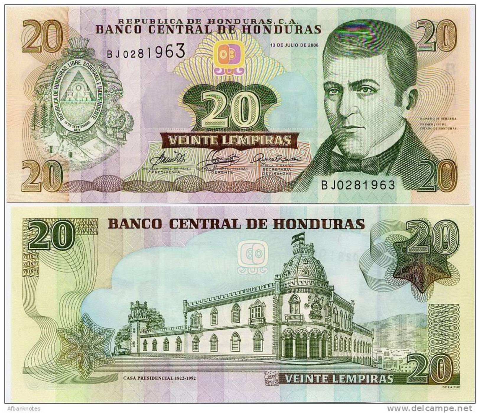 HONDURAS           20 Lempiras      P-93a    13.7.2006   UNC - Honduras