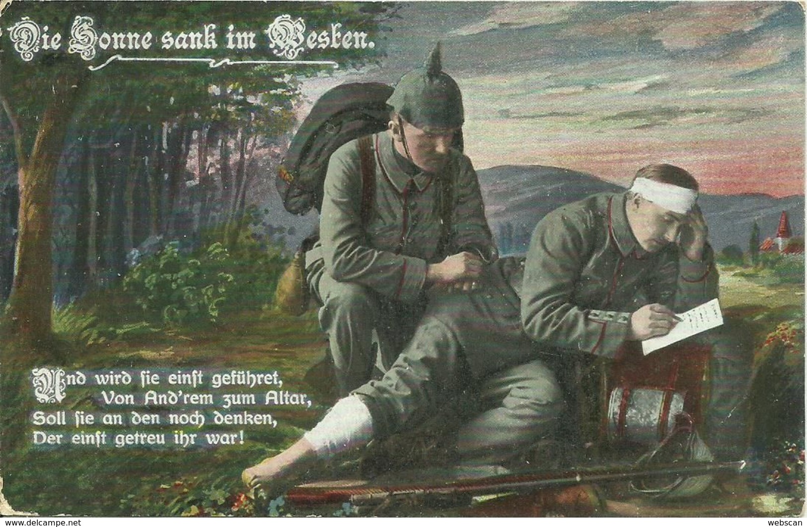 4 AKs / CPAs 1. Weltkrieg Sedan "Die Sonne Sank Im Westen" Feldpost 1915 # - Weltkrieg 1914-18