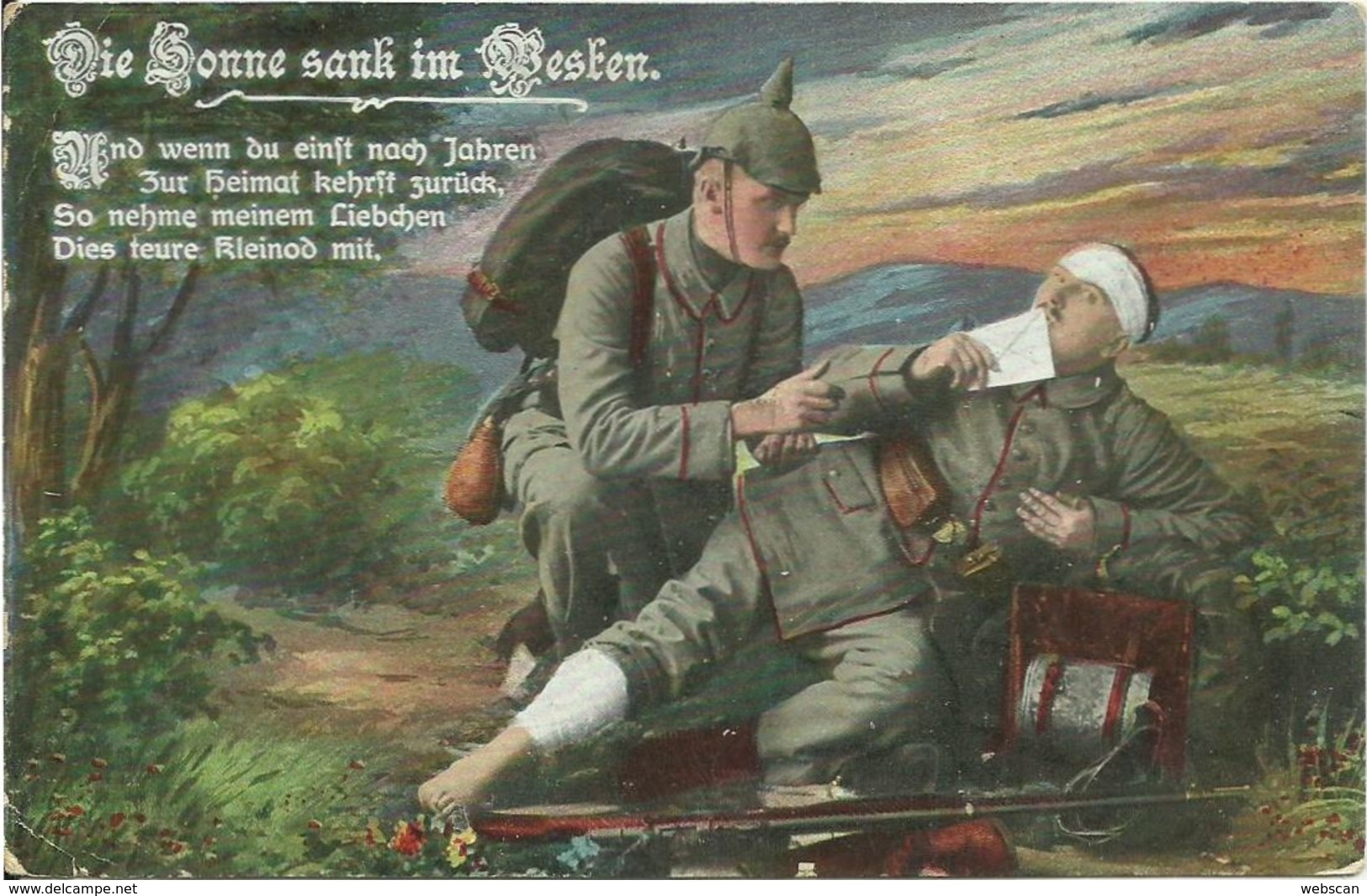 4 AKs / CPAs 1. Weltkrieg Sedan "Die Sonne Sank Im Westen" Feldpost 1915 # - Weltkrieg 1914-18