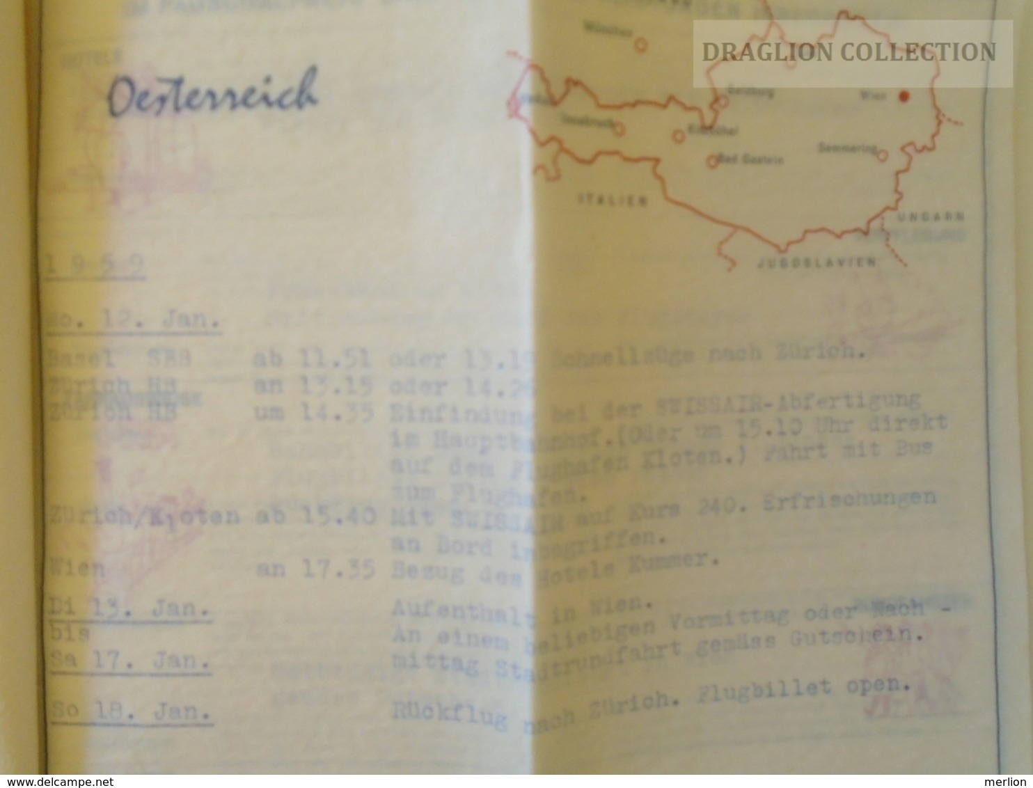 ZA140.1  KUONITOURS Switzerland Reiseprogramm Basel Wien Austria 1959 - Europe