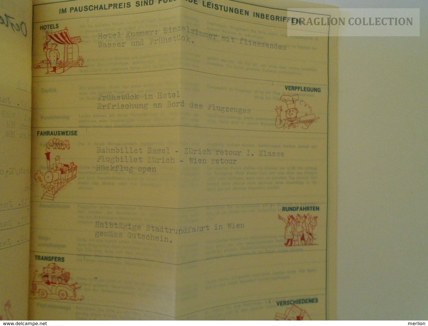 ZA140.1  KUONITOURS Switzerland Reiseprogramm Basel Wien Austria 1959 - Europe