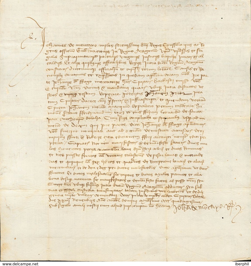Sobre . 1440. Documento En Folio Menor Fechado En Daroca, El 23 De Noviembre De 1440, Trata Sobre Diferentes Cuestiones  - Sonstige & Ohne Zuordnung