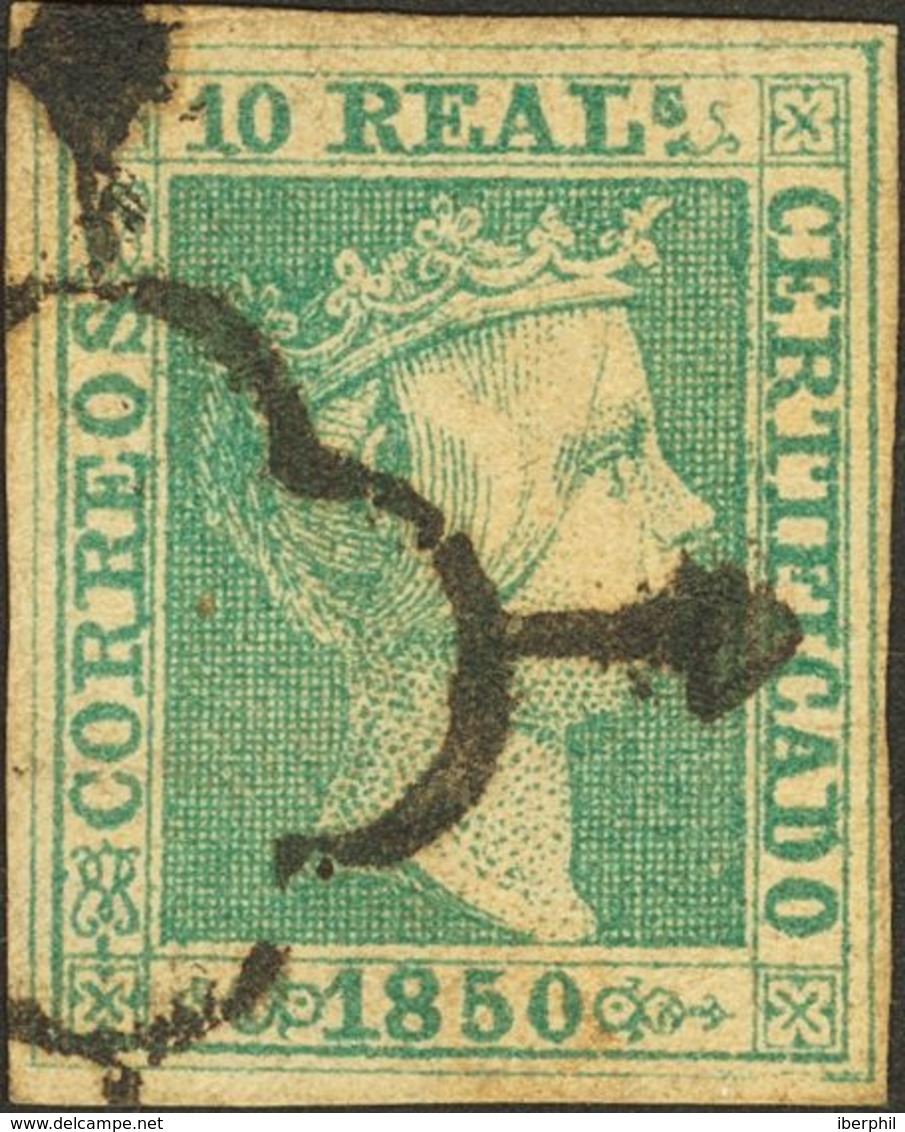 º5. 1850. 10 Reales Verde (leve Claridad). MAGNIFICO. Cert. CEM. Edifil 2019: 2.100 Euros - Other & Unclassified