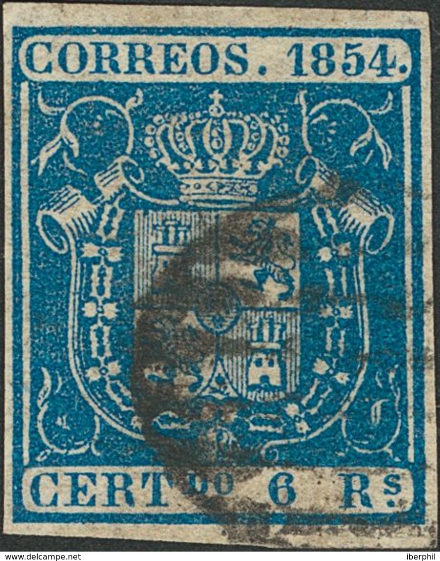 º27. 1854. 6 Reales Azul. MAGNIFICO. - Andere & Zonder Classificatie