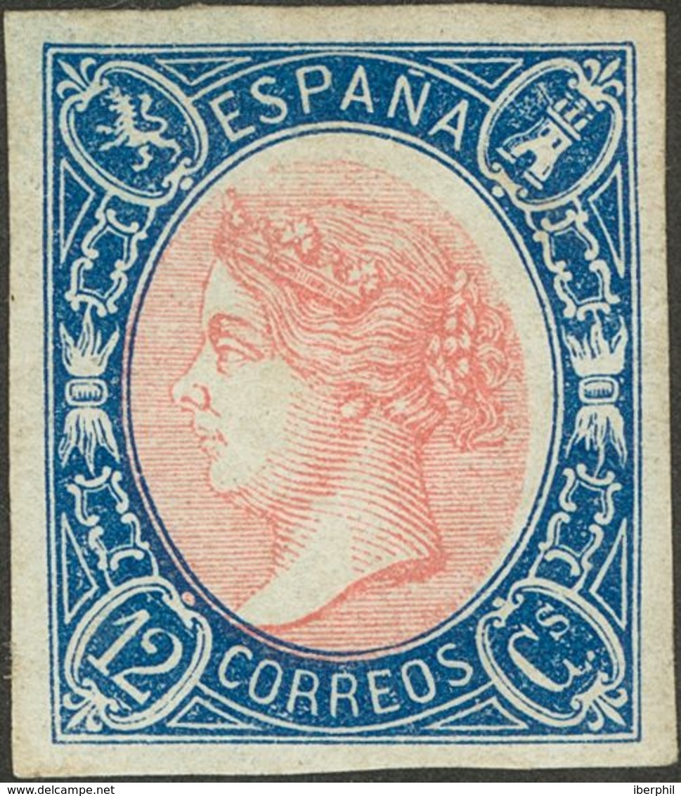 *70. 1865. 12 Cuartos Azul Y Rosa. MAGNIFICO. Cert. CEM. - Otros & Sin Clasificación