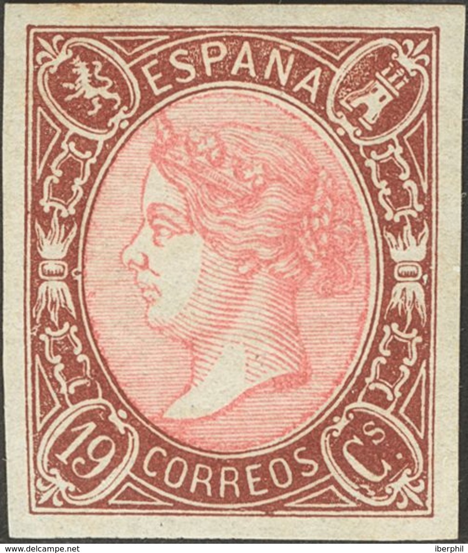 (*)71. 1865. 19 Cuartos Castaño Y Rosa. PIEZA DE LUJO. Cert. CEM. Edifil 2018: 2.065 Euros - Otros & Sin Clasificación