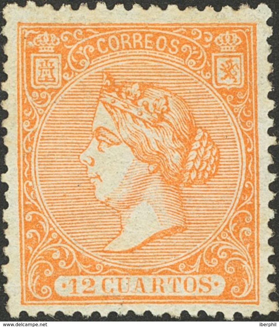 *82. 1866. 12 Cuartos Naranja. Color Intenso. MAGNIFICO. Edifil 2018: 345 Euros - Autres & Non Classés