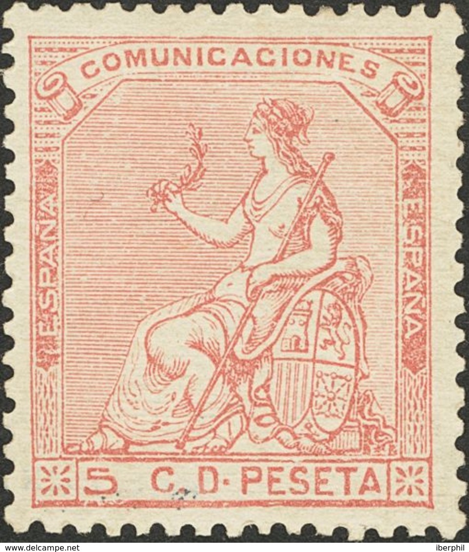 *132. 1873. 5 Cts Rosa. Excelente Centraje. MAGNIFICO. Edifil 2018: 53 Euros - Otros & Sin Clasificación