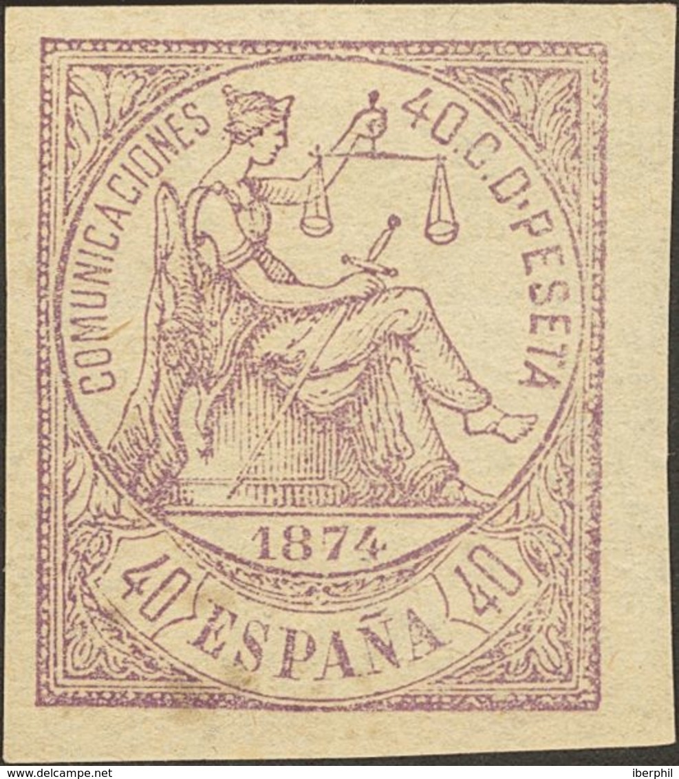 (*)148. 1874. 40 Cts Violeta, Borde De Hoja (puntito Claro). SIN DENTAR. MAGNIFICO. - Sonstige & Ohne Zuordnung