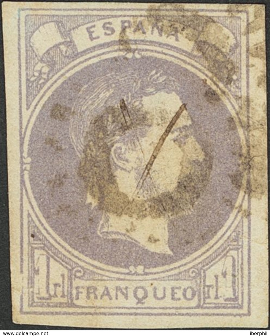 º158. 1874. 1 Real Lila Gris. Matasello SOL DE SANTESTEBAN. MAGNIFICO E INUSUAL. Edifil 2018: 415 Euros - Altri & Non Classificati