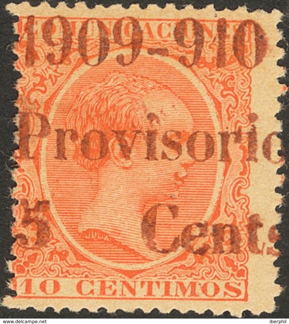 *218. 1889. 10 Cts Bermellón. Sobrecarga 1909-910 / PROVISORIO / 5 CENTS. MAGNIFICO Y RARISIMO. - Other & Unclassified