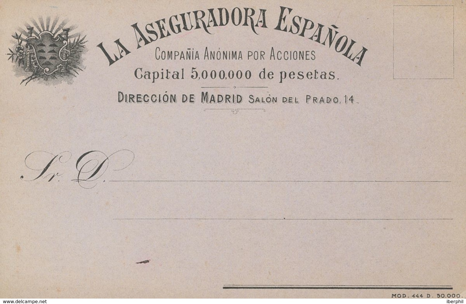 (*). (1910ca). Tarjeta Postal (sin Utilizar) De La Casa Comercial "La Aseguradora Española". MAGNIFICA. - Otros & Sin Clasificación