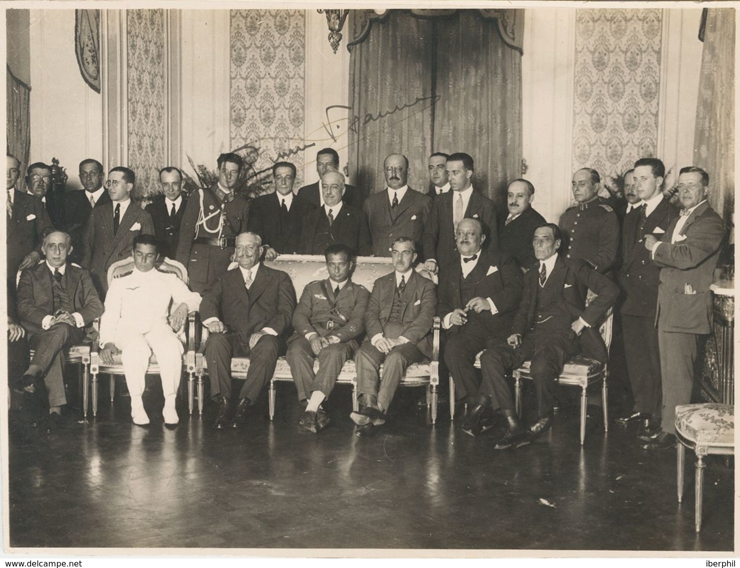 1926. Fotografía De época De La "Recepción Oficial" En Buenos Aires A Los Tripulantes Del Avión "Plus Ultra" Con La Firm - Altri & Non Classificati