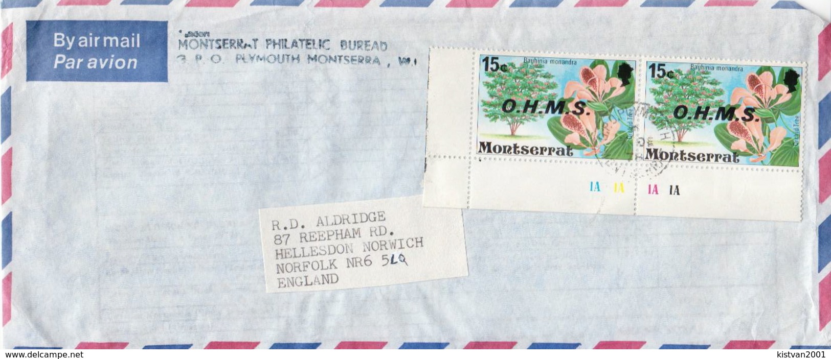 Postal History: Montserrat Cover With OHMS Overprinted Trees Stamps From 1976 - Trees