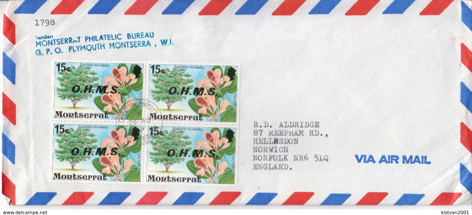 Postal History: Montserrat Cover With OHMS Overprinted Trees Stamps From 1976 - Trees