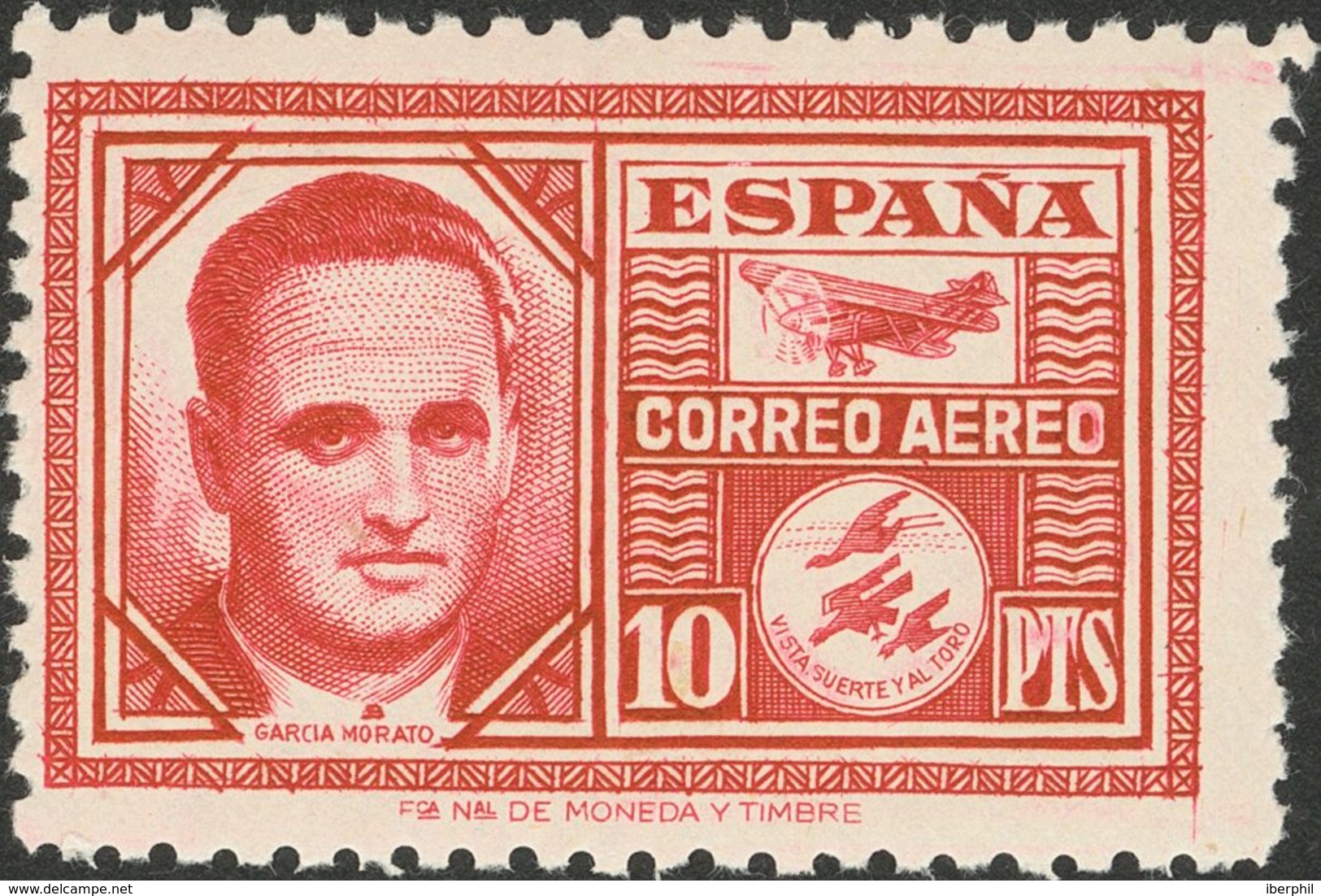 **992ccb. 1945. 10 Pts Carmín. Variedad CAMBIO DE COLOR. MAGNIFICO Y RARO. Cert. CEM. Edifil 2015: 750 Euros - Other & Unclassified