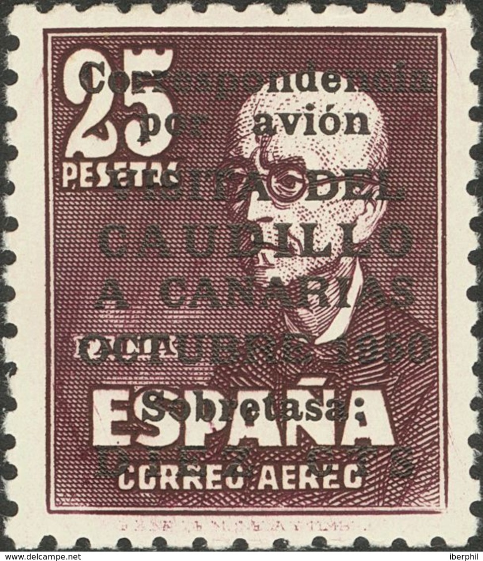 **1083. 1950. CAUDILLO A CANARIAS SIN NUMERO. Excelente Centraqje. MAGNIFICO Y RARO. Cert. CEM. Edifil 2018: 6.000 Euros - Autres & Non Classés