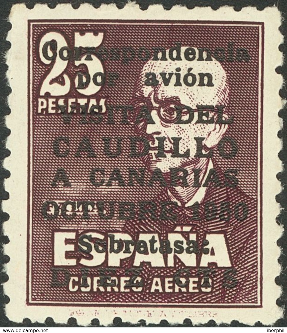 *1090. 1951. CAUDILLO A CANARIAS CON NUMERO. Excepcional Centraje E Invisible Señal De Fijasellos. MAGNIFICO. Edifil 201 - Autres & Non Classés