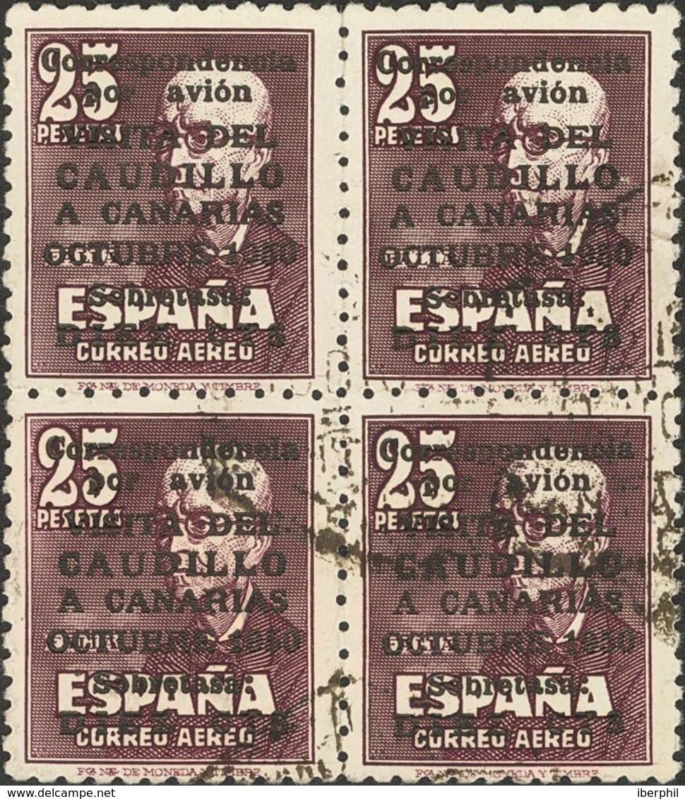 º1090(4). 1951. CAUDILLO A CANARIAS CON NUMERO, Bloque De Cuatro. Excepcional Centraje. MAGNIFICO Y RARO. Edifil 2014: + - Autres & Non Classés