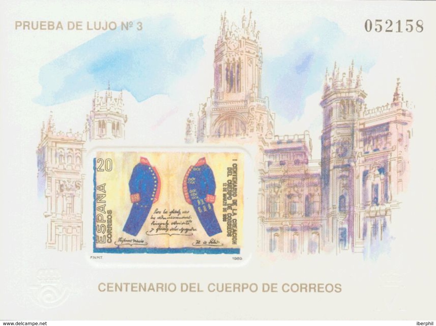 **18P. 1989. Prueba De Lujo. CENTENARIO DEL CUERPO DE CORREOS. MAGNIFICA. Edifil 2018 - Altri & Non Classificati