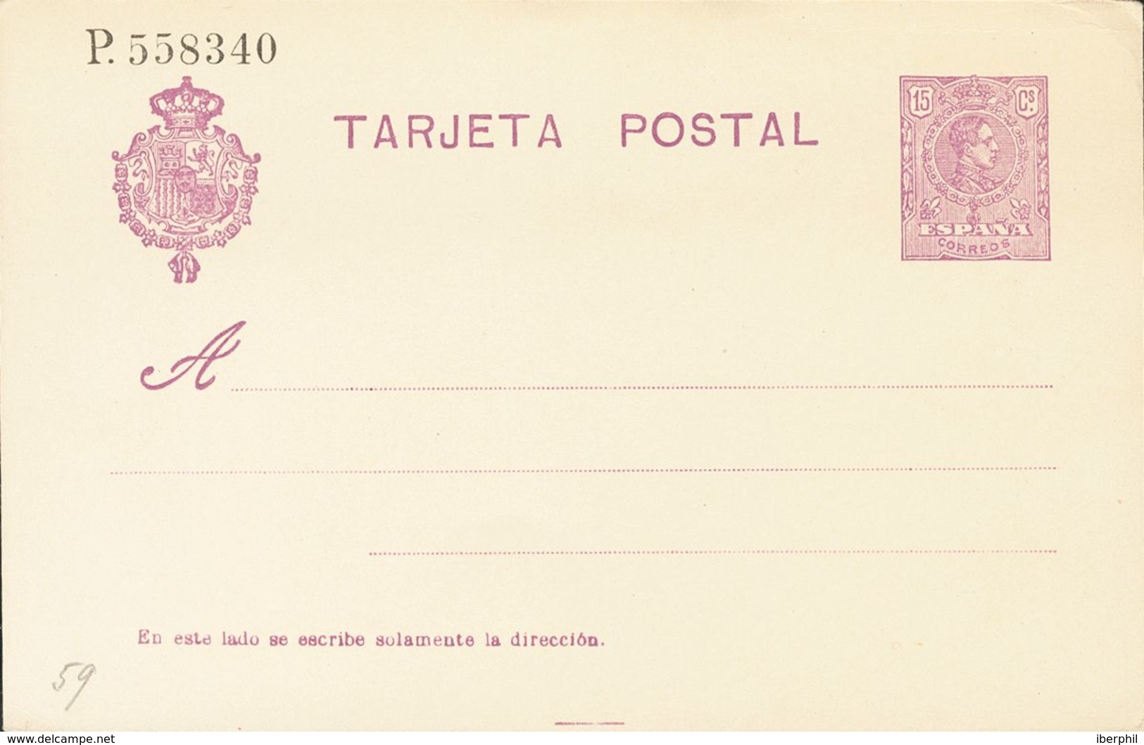 (*)EP50. 1910. 15 Cts Violeta Sobre Tarjeta Entero Postal. MAGNIFICA. Edifil 2018: 88 Euros - Autres & Non Classés