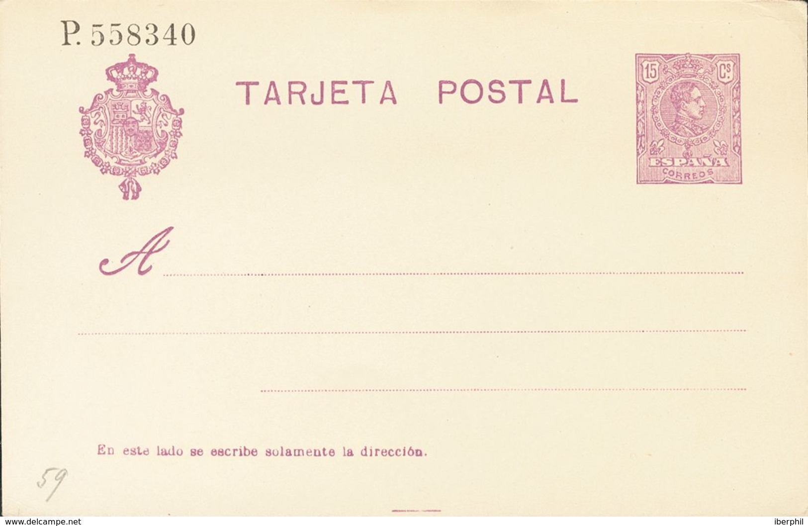 (*)EP50. 1910. 15 Cts Violeta Sobre Tarjeta Entero Postal. MAGNIFICA. Edifil 2018: 88 Euros - Other & Unclassified