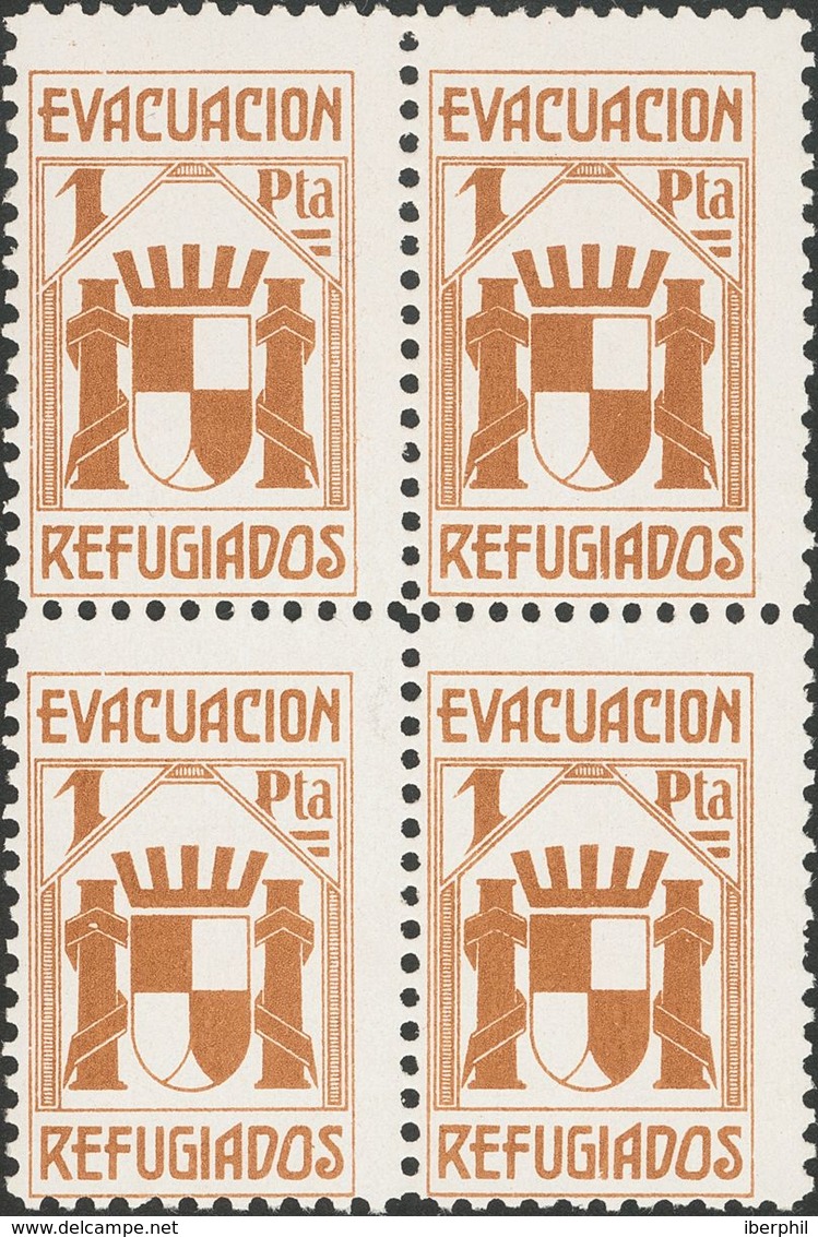 **. 1937. Serie Completa, Bloque De Cuatro. EVACUACION DE REFUGIADOS. MAGNIFICA. (Guillamón 2548/52) - Autres & Non Classés