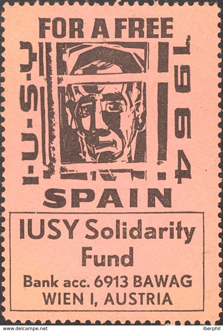 (*). 1964. Sin Valor, Negro Sobre Rosa. I.U.S.Y. FOR A FREE 1964 SPAIN. MAGNIFICA Y EXTRAORDINARIAMENTE RARA, NO CATALOG - Autres & Non Classés